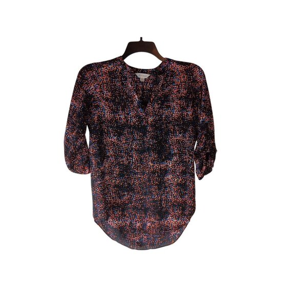 Decree Womens Top Multicolor Abstract Vneck Half Sleeve Casual Blouse Size S - Picture 1 of 9